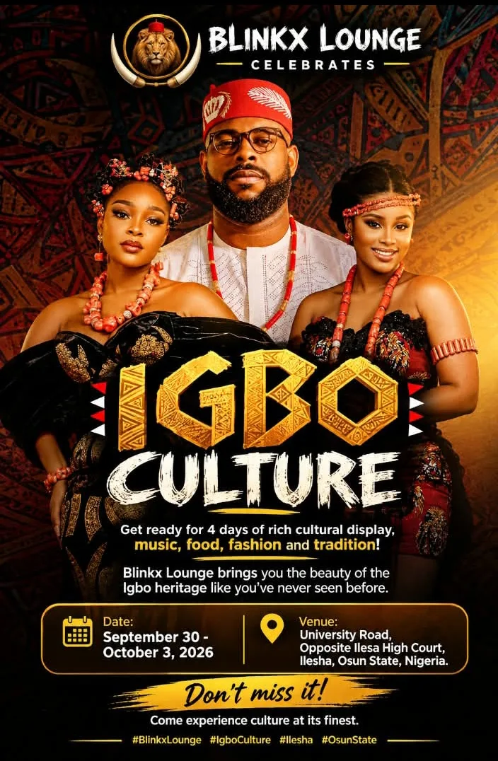 Blinkx Lounge celebrates Igbo Culture — 30 September to 3 October 2026